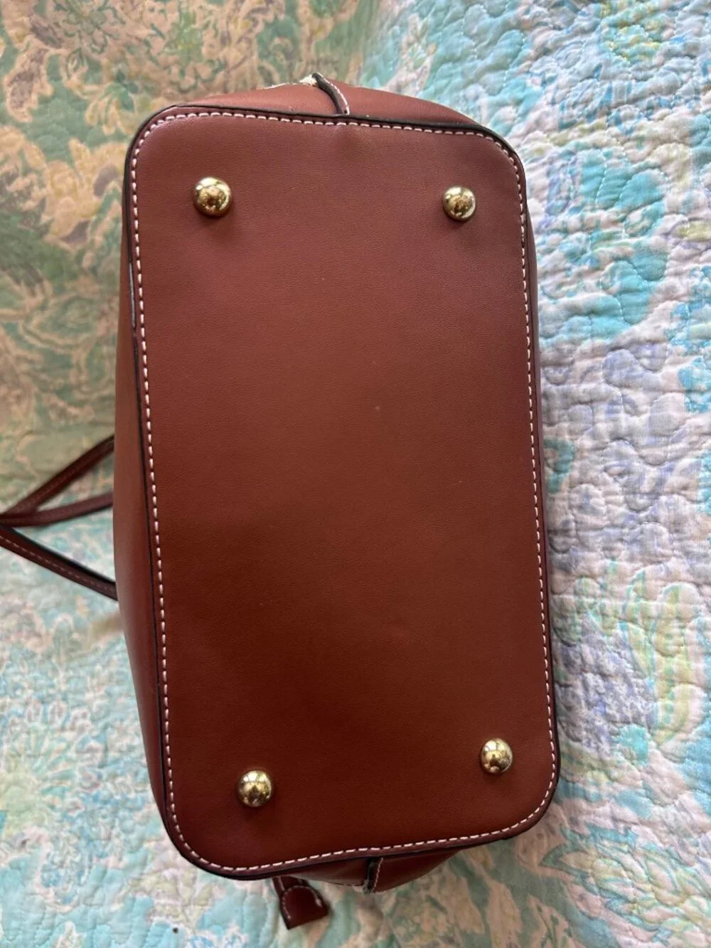 London Fog Canvas & Brown Leather-Trim Tote Shoulder Bag